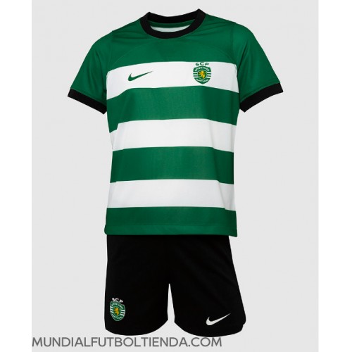 Camiseta Sporting CP Primera Equipación Replica 2023-24 para niños mangas cortas (+ Pantalones cortos)